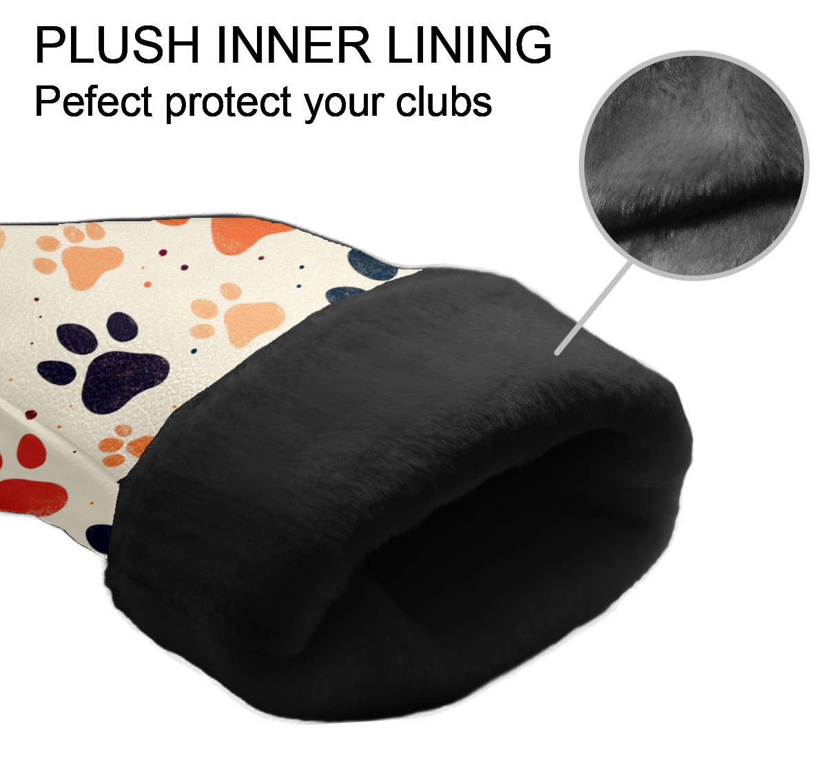 Golf Club Covers PU Leather Waterproof Head Covers for Fairway Woods Hybrids Colorful Animal Paw Prints