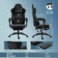 thumbnail image 4 of GOOSEA Fabric Gaming Chair with Heated Massage Lumbar Support, Big and Tall Game Chair for Adults, High Back PC Chair with Pocket Spring Cushion and Footrest, Black, 4 of 10