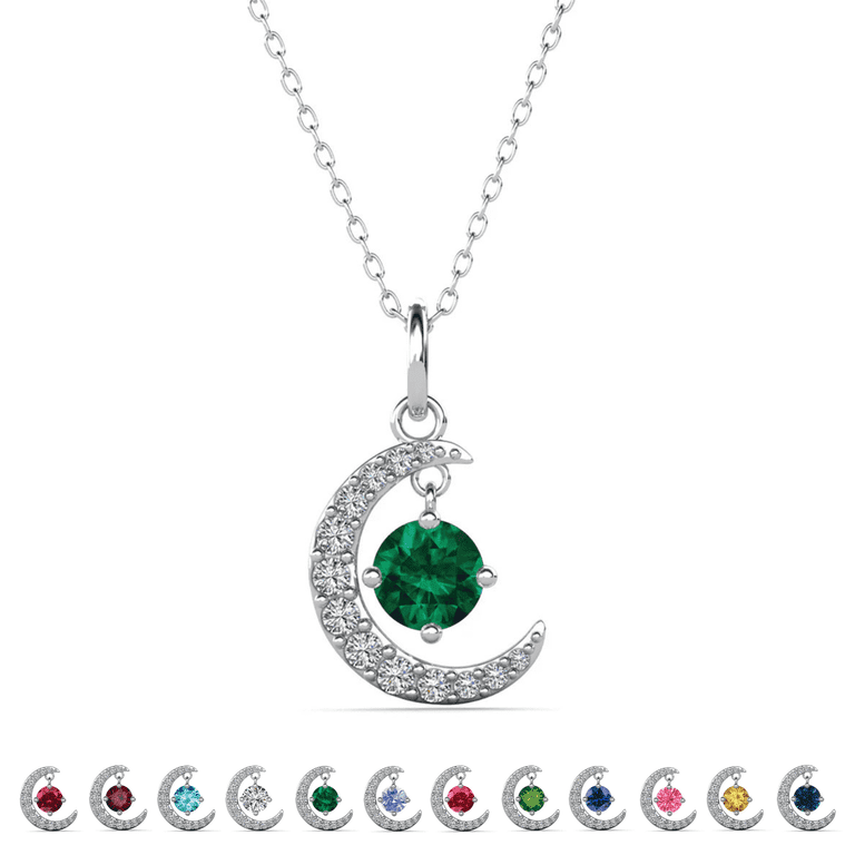 Cate & Chloe Luna May Birthstone Crescent Necklace photo 1