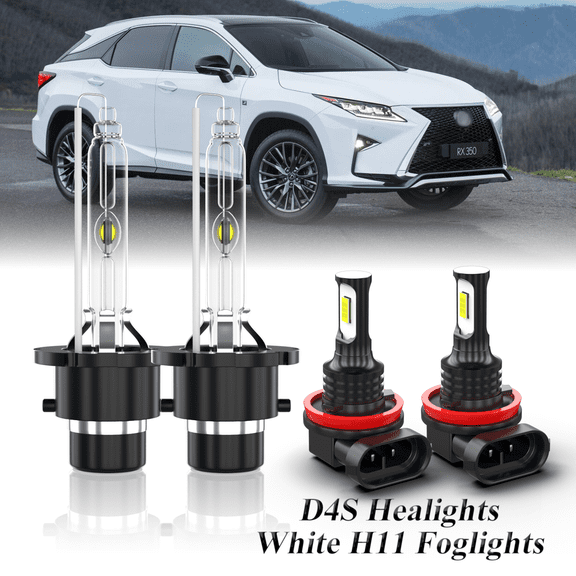 For 2010-2015 Lexus RX350 White Front HID Headlight High-Low   LED Fog Light Bulbs