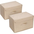 thumbnail image 1 of Cajas de almacenamiento decorativas para armario, cesta de almacenamiento de tela plegable con diseño que ahorra espacio, cubo de almacenamiento con tapa de tela de lino sintético de alta calidad, 1 of 3