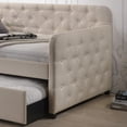 thumbnail image 3 of Home Design Uma Twin Daybed with Linen Upholstery, Button-Tufted Back, Track Arms, and Pull-Out Trundle, Comfortable Seating and Sleeping, Beige, 3 of 4