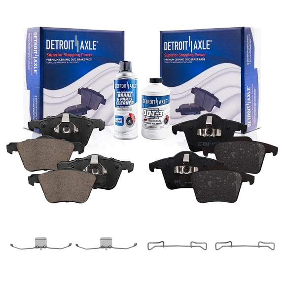 Detroit Axle - Brake Pads for 2003-2014 Volvo XC90 Ceramic Brake Pads 2004 2005 2006 2007 2008 2009 2010 2011 2012 2013 Front and Rear Replacement Brakes [Models w/ 12.4 inch Front Rotors]