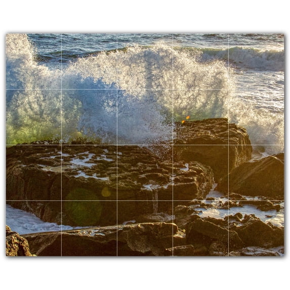 Picture-Tiles.com: Waves Ceramic Tile Wall Mural WAL501174-54S. 21.25"W x 17"H using (20) 4.25" x 4.25" Ceramic Tiles-Satin Finish