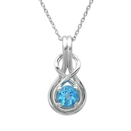 Sterling Silver Gemstone Solitaire Pendant in Your Choice of Amethyst, Blue Topaz or Sapphire