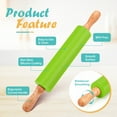 thumbnail image 6 of Badiano 2 Pcs 9" 12" Non-Stick Wooden Handle Silicone Rolling Pin Sets for Dough Pizza Pastry, Green, 6 of 7
