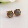 thumbnail image 6 of Flashy Blue Labradorite Stud Earrings For Women - 925 Sterling Silver Earrings for Women -10 MM Round Cab Jewelry For women Gemstone jewelry, 6 of 11
