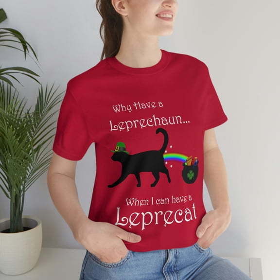 Leprecat - Funny Irish Cat Leprechaun St Patricks Day Jersey Short Sleeve Tee - Funny Saint Patricks Day Shirt