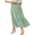 thumbnail image 3 of Agnes Orinda Plus Size Skirts for Women Floral Stretchy Waist Layered Flowy Summer Maxi Skirt 2X Green, 3 of 6