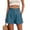 Blue, variant on WRFWUL Womens High Waist Shorts Elastic Smocked Waist Button Front Wide Leg Shorts Cuffed Hem Summer Comfy Lounge Pants