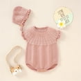 thumbnail image 2 of Generic Quick Drying Sweaters for Children's Baby Knitted Romper Cotton Sleeveless Boy Girl Ruffled Striped Sweater Clothes Bodysuit With Hat Caps Outfits Set (0-3 Months,Pink), 2 of 9