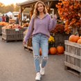 thumbnail image 6 of Women's Knit Pullover Hoodies Quarter Zip Adjustable Drawstring Solid Hooded Sweaters Fall Winter Causal Loose Sweatshirts, 2XL, 6 of 9
