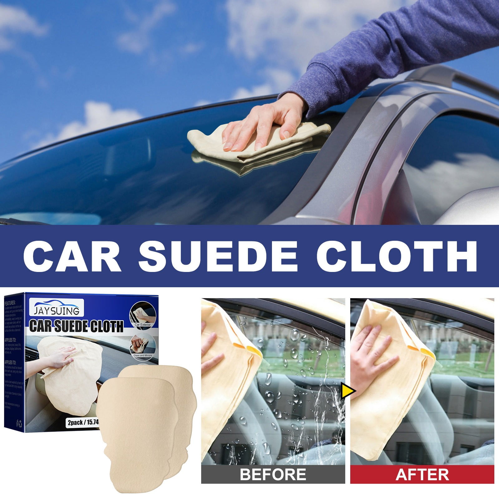 Sunhillsgrace Car Care & Cleaning Car Cloth 2 Pack Super Absorbent Car