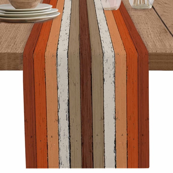 nqOlkjepod Burnt Orange Brown Table Runner 120 Inches Long Farmhouse Dress Scarves, Farmhouse Vintage Wooden Dining Tablerunner for Coffee Table/Kitchen Island/Party Décor, 13" x 120"