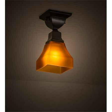 

Meyda 229387 5 in. Square Bungalow Frosted Amber Flushmount Ceiling Fixture