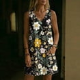 thumbnail image 5 of IUYRTFE Women's Sleeveless V Neck Floral Print Summer Dress with Pockets Loose Fit Casual Shift Tunic, 5 of 7