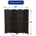 thumbnail image 4 of Hofitlead 4 Panel Wood Room Divider, 5.8ft Tall Folding Privacy Screen Room Partition, Freestanding Portable Room Separator Temporary Wall Divider (Browm), 4 of 5