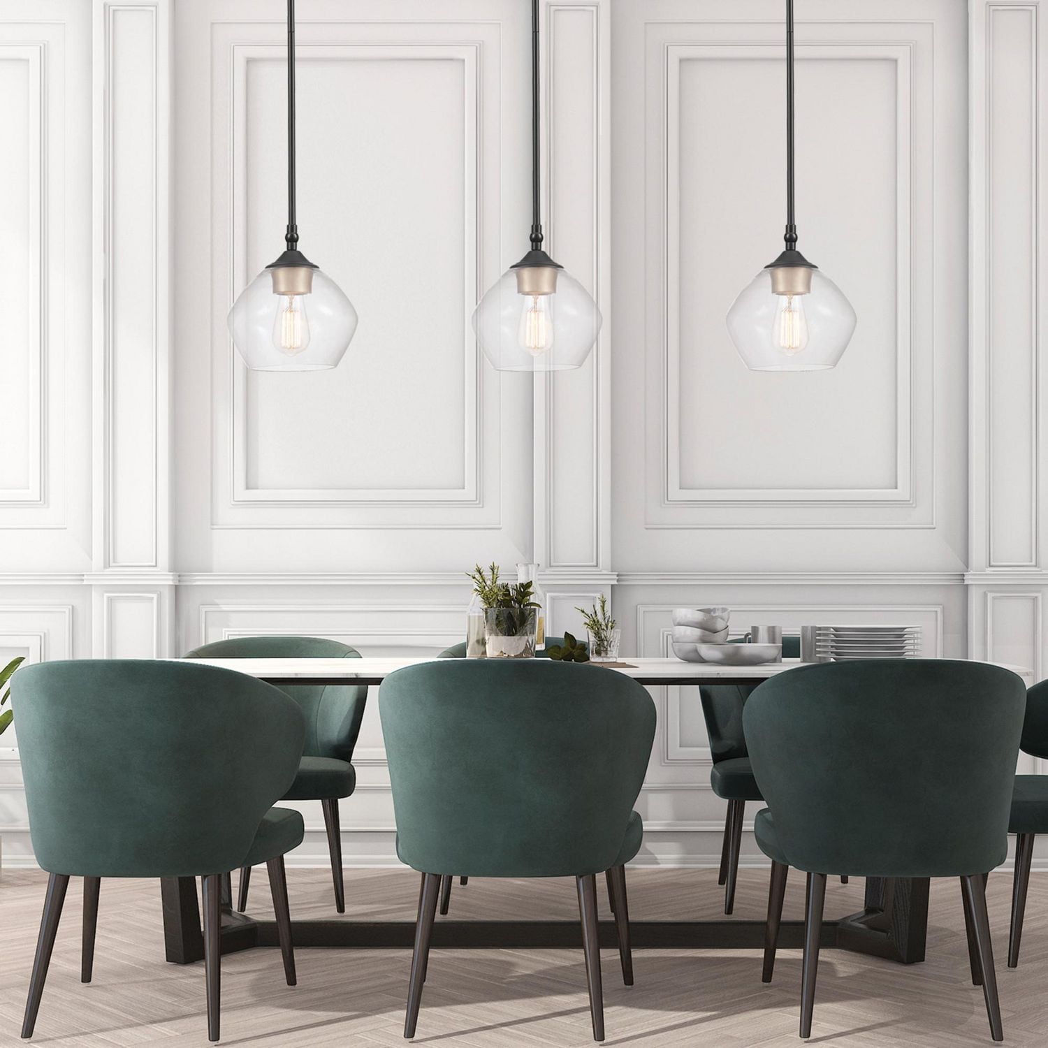 Pendentif de collection Harrow à 1 lumière en noir mat avec abat-jour en verre transparent