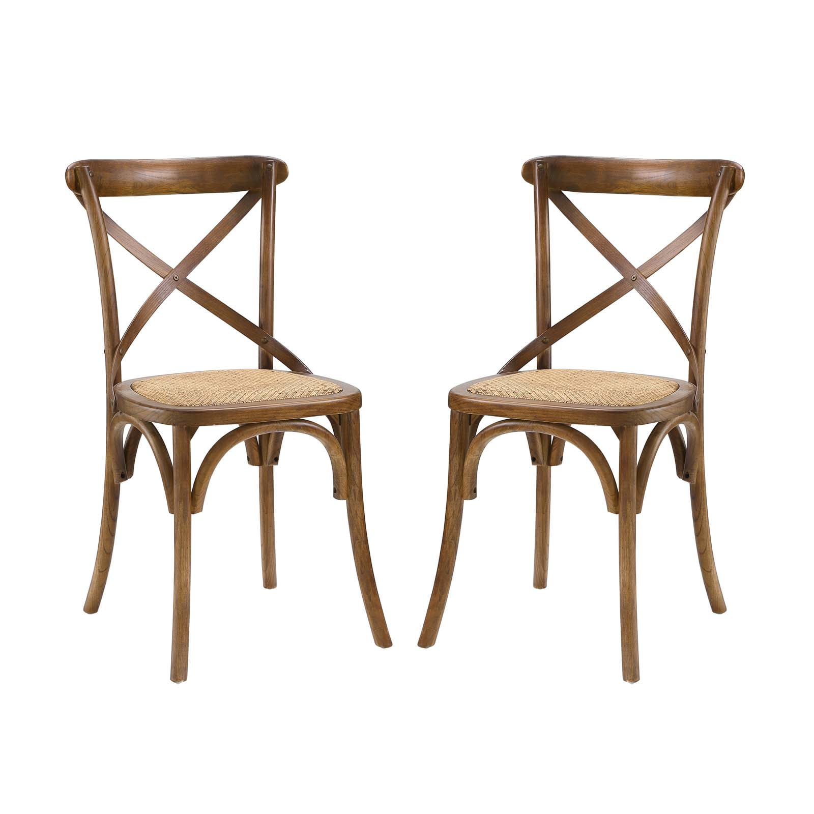 Rustic Farmhouse Cross-Back White Wood Dining Side Chair