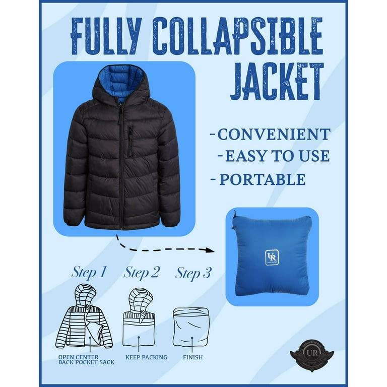 URBAN REPUBLIC Boys' Winter Jacket - Packable Water