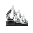thumbnail image 6 of 11" x 9" Silver Aluminum Metal Sail Boat Sculpture with Black Base, by DecMode, 6 of 10