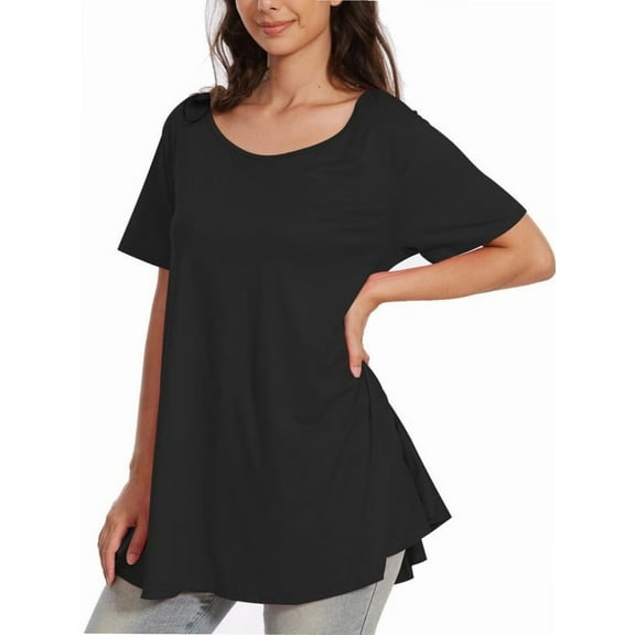 Plus Size Tops for Womens Summer Clothes Short Sleeve Shirts Casual V Neck Tshirt