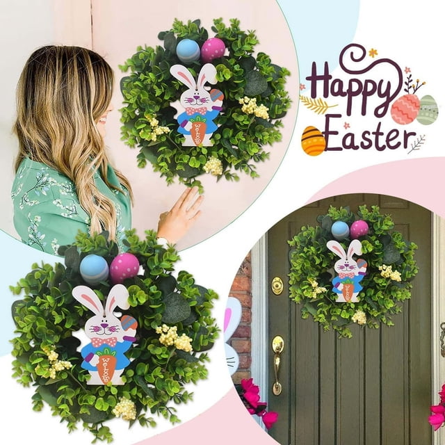 Easter Wreath Simulation Garland Door Decoration Rabbit Eggs Garland Decoration Pendant Garland Wreath