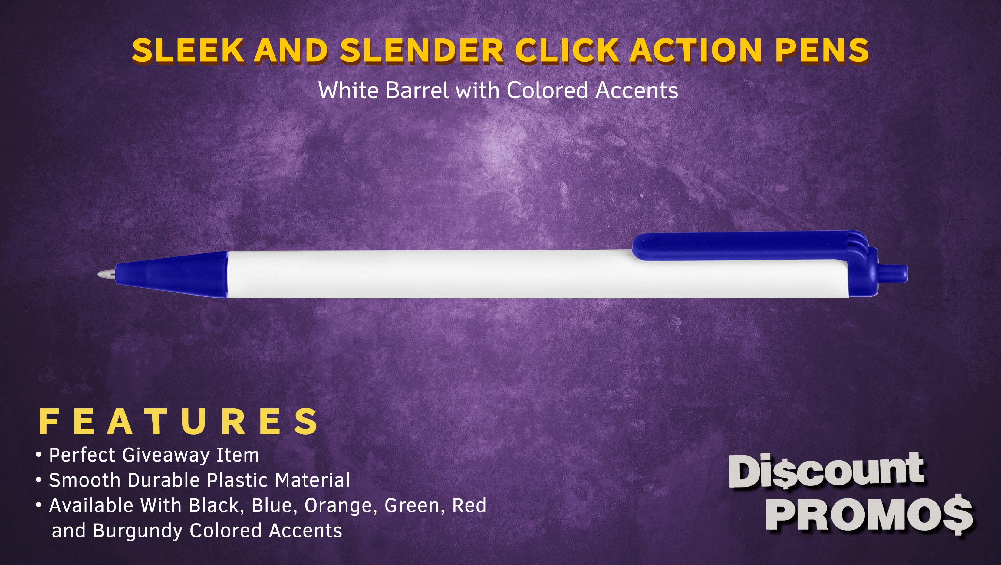 10 Advantage Retractable Pens Pack - Slim Barrel, Black Ink - Blue