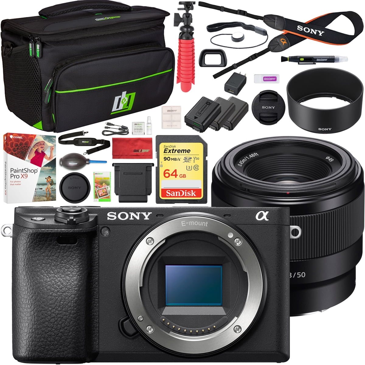 Sony ILCE-6400 a6400 Mirrorless APS-C Interchangeable-Lens Camera Body  Bundle with F1.8 Full-frame Prime E-Mount Lens, 64GB Memory Card, Camera  Bag,