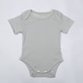 thumbnail image 2 of HNMKIU Baby Boys Girls Short Sleeve Rompers Bodysuit Summer Outfit Breathable Embroidered Trim Casual Playwear for 0 to 18 Months Grey,3-6 Months, 2 of 6