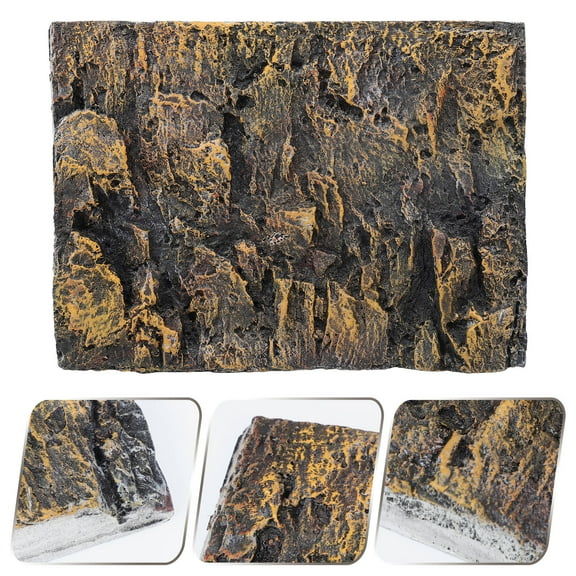 Baluue DIY Fake Stone Background Board Ornamental Fish Tank Yellow PU 1Pack