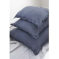 thumbnail image 6 of Soft Navy Blue Fringe Linen Pillow 14x20 Down Insert, 6 of 12