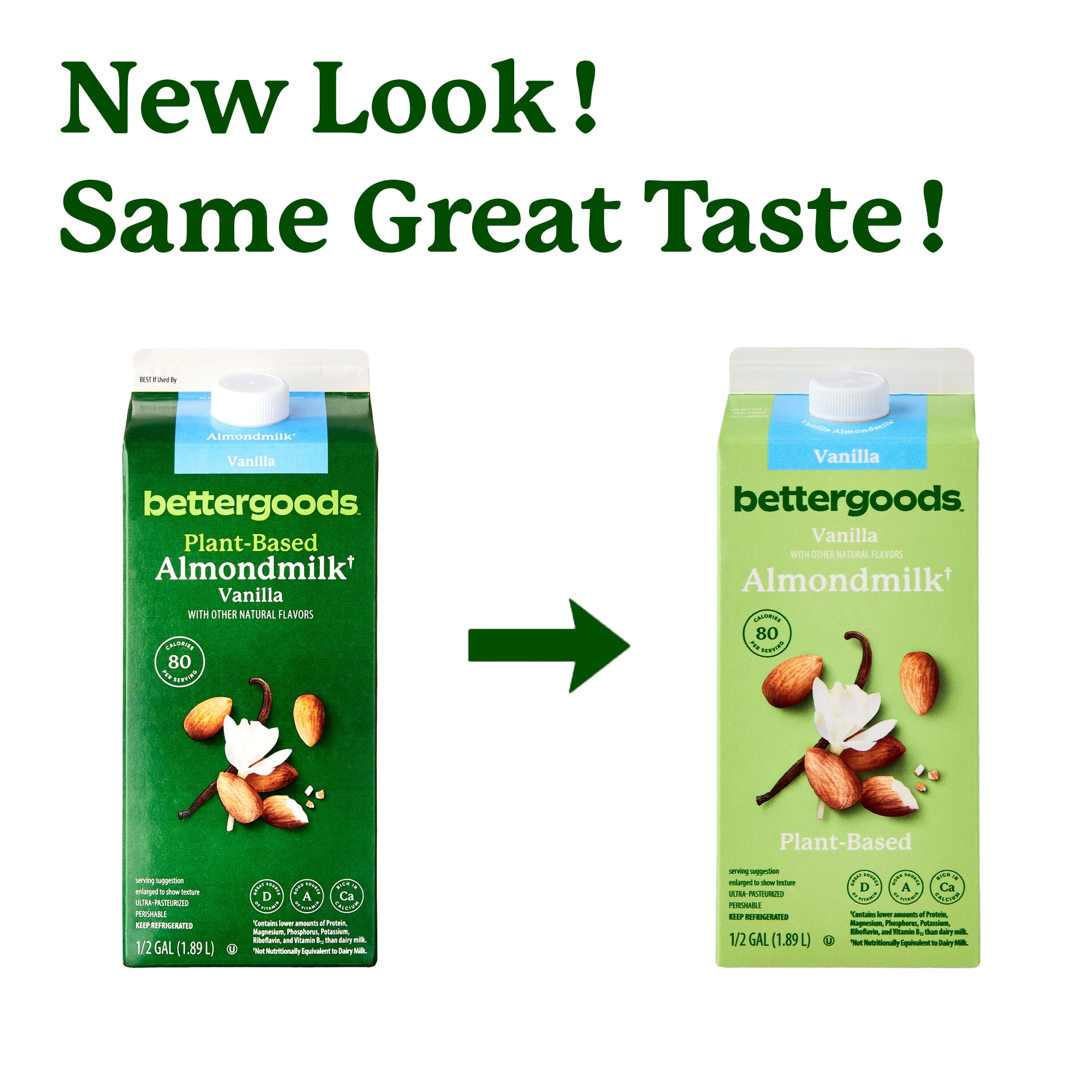 bettergoods Plant-Based Vanilla Almond Milk, Half Gallon