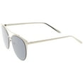 thumbnail image 3 of Women's Oversize Metal Crossbar Mirrored Flat Lens Cat Eye Sunglasses 61mm (Shiny Silver / Silver Mirror), 3 of 4