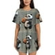thumbnail image 1 of Fotbe Cartoon Pandas Basketball Conjunto de Pijama Estampado para Mujer, 2 Piezas, Ropa de Dormir con Camiseta de Manga Corta y Shorts Suaves-Medium, 1 of 6