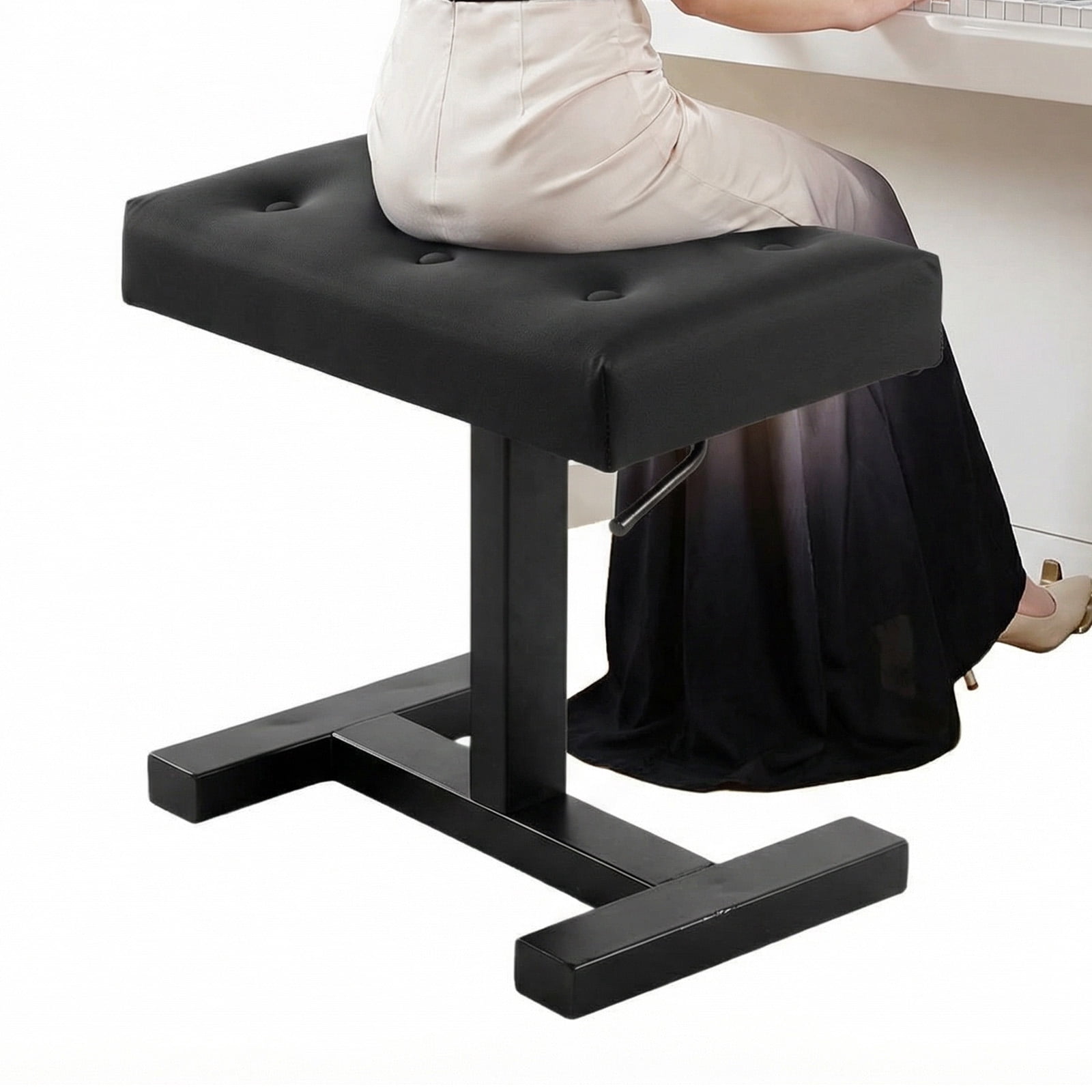 Btidfty Hydraulic Lifting Piano Bench Height Adjustable Keyboard Bench Seat Stool(black)