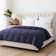 thumbnail image 2 of Superior Solid Comforter Down Alternative Bedding, Queen, Navy Blue, 2 of 9