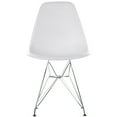 thumbnail image 5 of Fabulaxe Mid-Century Modern Style Plastic DSW Shell Dining Chair with Metal Legs, White, 5 of 8