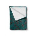 thumbnail image 2 of Teal Soft Flannel Fleece Blanket, Whimsical Modern Style Berry Christmas Pattern Hand Drawn Rustic Traditional, Cozy Plush for Indoor and Outdoor Use, 70" x 90", Teal Ruby Vermilion, by Ambesonne, 2 of 6
