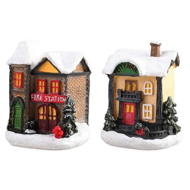 Mini Casa de Nieve de Navidad de Resina de Vintage, Cálida, en Miniatura, Casa de , de Escritorio, Jardín de Hadas, Dec Yuyangstore Casa de miniaturas de resina