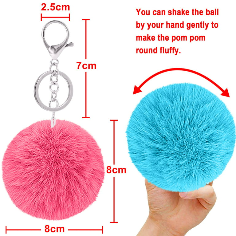 Pink Fluffy Pompom Keychain Puff Ball Key Chain Handbag Fur 