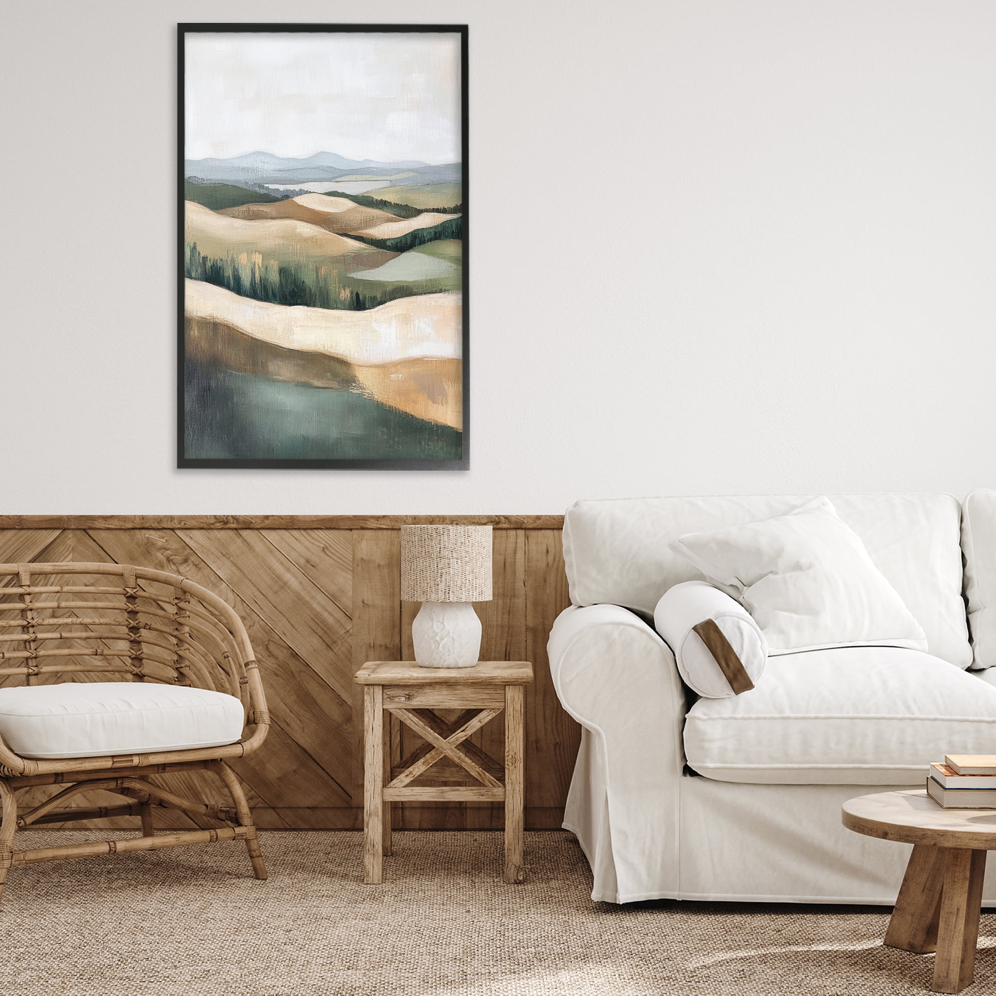 Stupell Industries Tranquil Rolling Hills & Fields Black Framed Giclee Art, design by Petal Prints Design