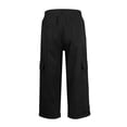 thumbnail image 6 of Women's Cargo Capri Pants High Waisted Relaxed Fit Casual Summer Cropped Trousers Elastic Knit Loose Cuffed Hem Black, 6 of 7