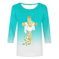 thumbnail image 4 of DDAPJ pyju Jesus Shirts for Women Christian Cross Printed 3/4 Sleeve T-shirts Happy Easter Dressy Casual Round Neck Blouses Light Blue XXL, 4 of 5