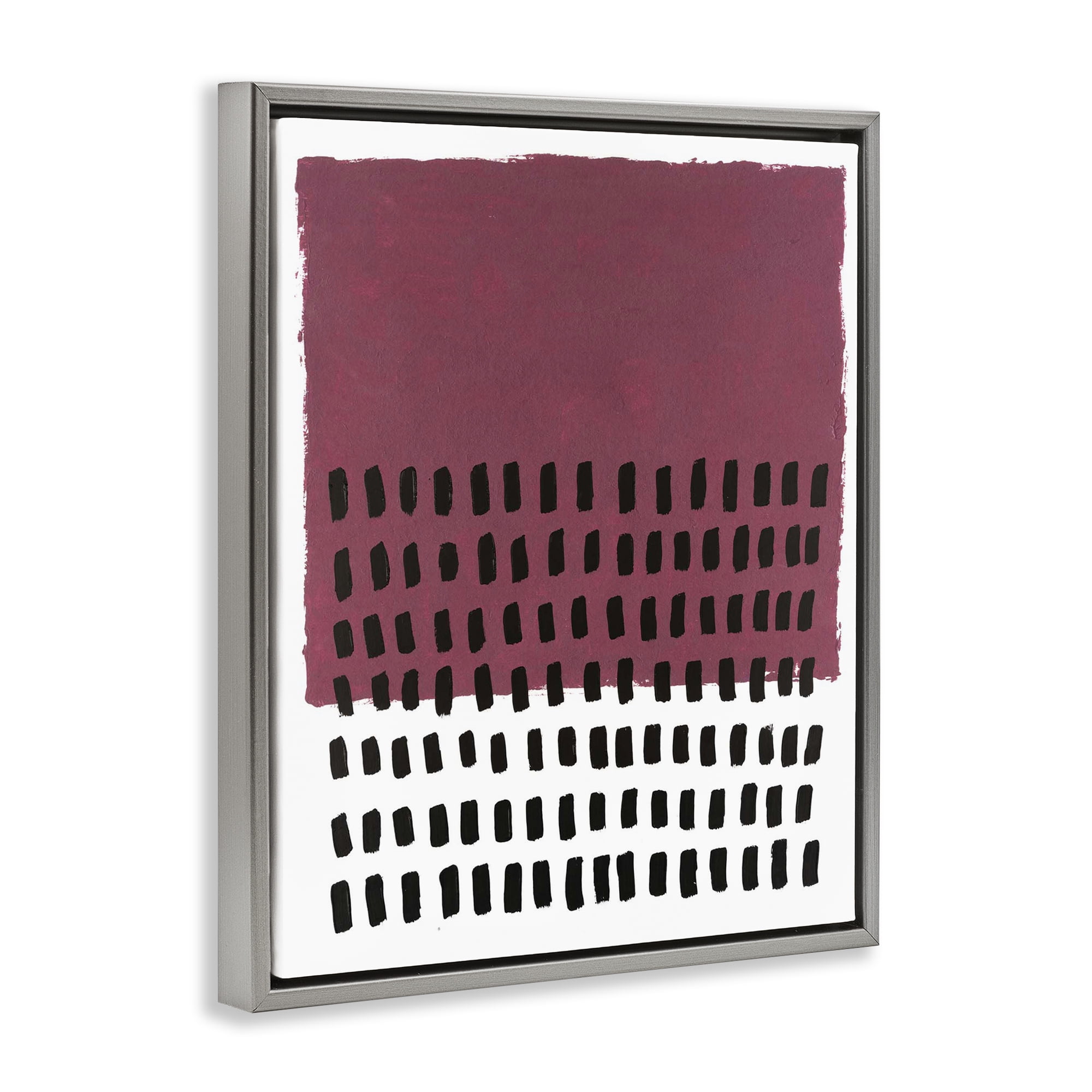 Stupell Industries Red Dotted Pattern Abstract Painting Gray Floater Framed Canvas Art Print Wall Art, 17 x 21