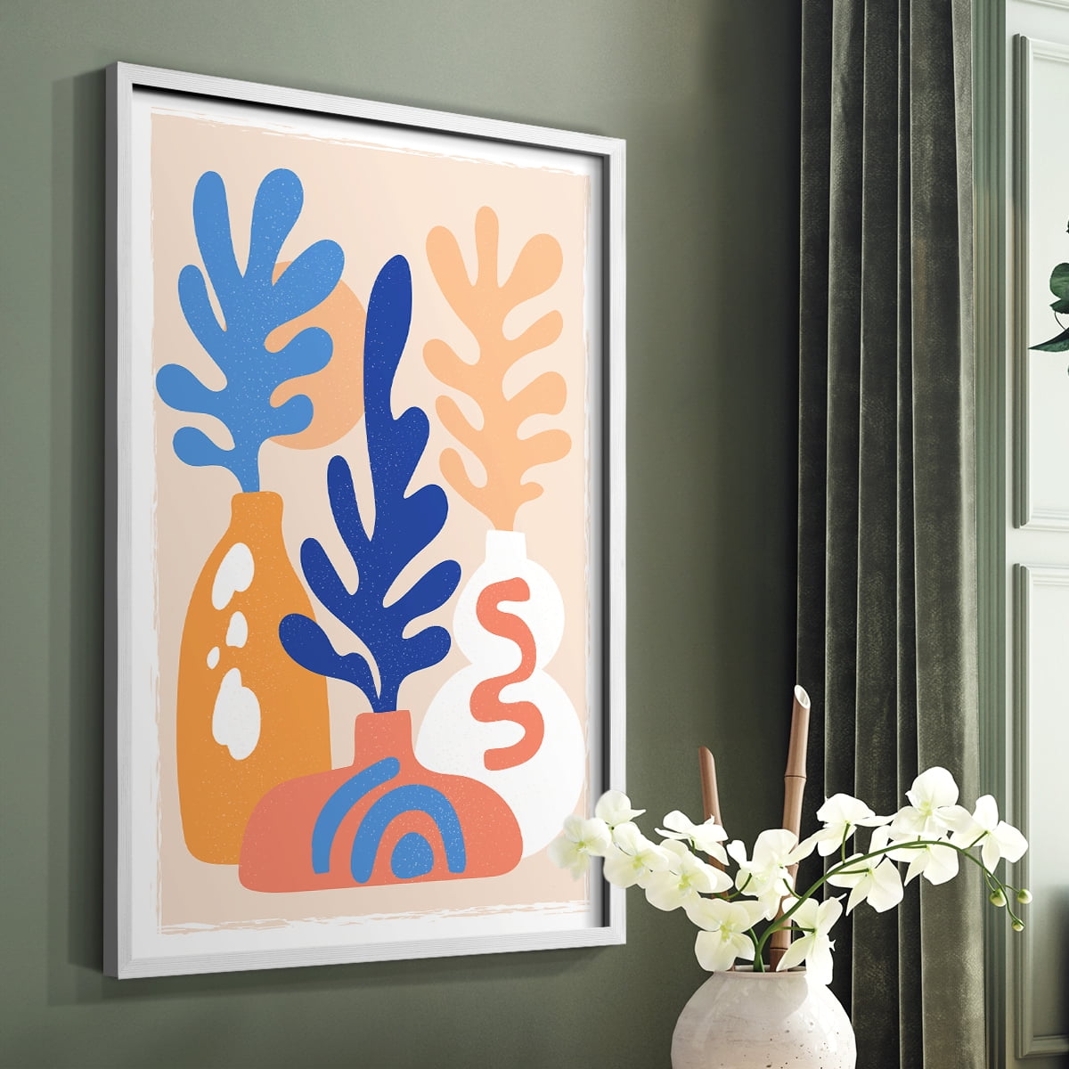 Matisse CCCLXI in White Solid Wood 22 x 28 Framed Print