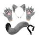 thumbnail image 5 of Conjunto de diadema con orejas de animal y guantes de cola para disfrazarse de una hermosa cola larga para fiestas temáticas. Gris, 5 of 8