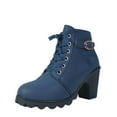 thumbnail image 2 of Bnwani Women Boots Ankle Winter Toe Mid-Heel Chunky 0 Boot Blue Size 4.5, 2 of 7