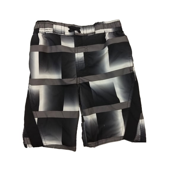 Xersion Boys Black & Gray Checker Print Swim Trunk Board Shorts XXS (4-5)