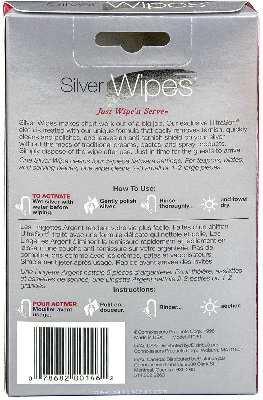 Connoisseurs Silver Wipes, 10 Count 